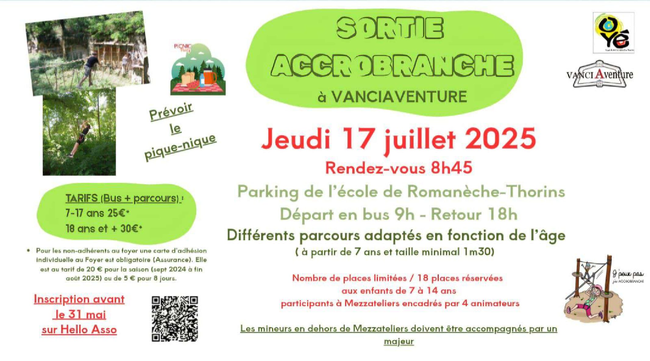 Sortie Accrobranche ouverte à tous