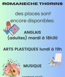 Il reste des places , inscriptions encore possibles