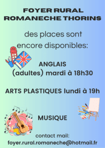 Il reste des places , inscriptions encore possibles